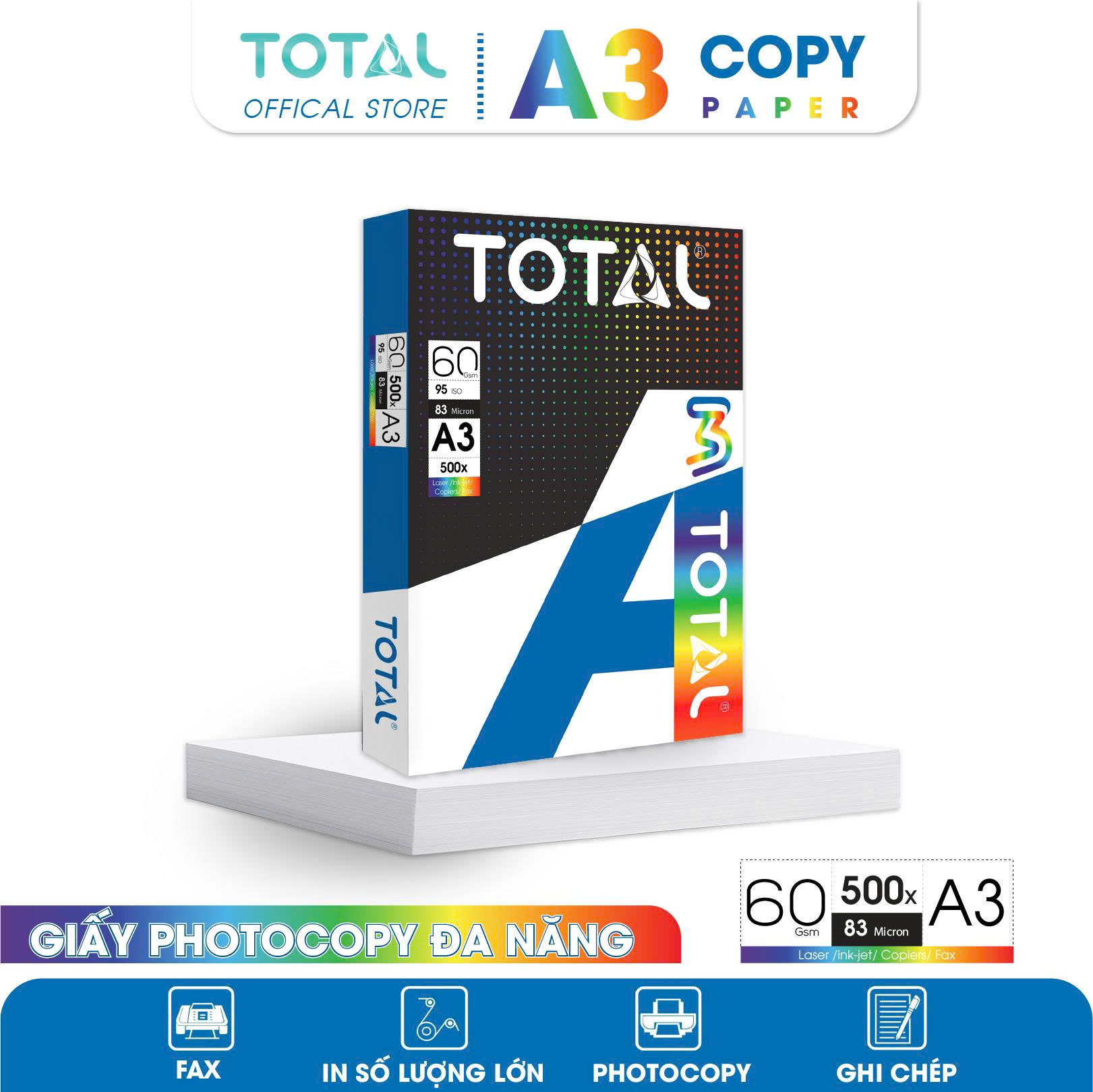 Giấy A3 TOTAL 60 gms màng co