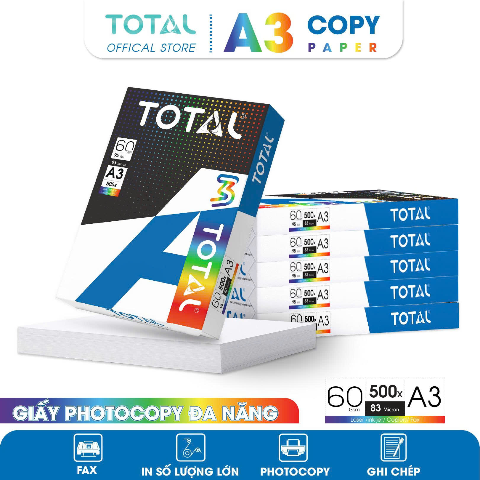 Giấy A3 TOTAL 60 gms màng co
