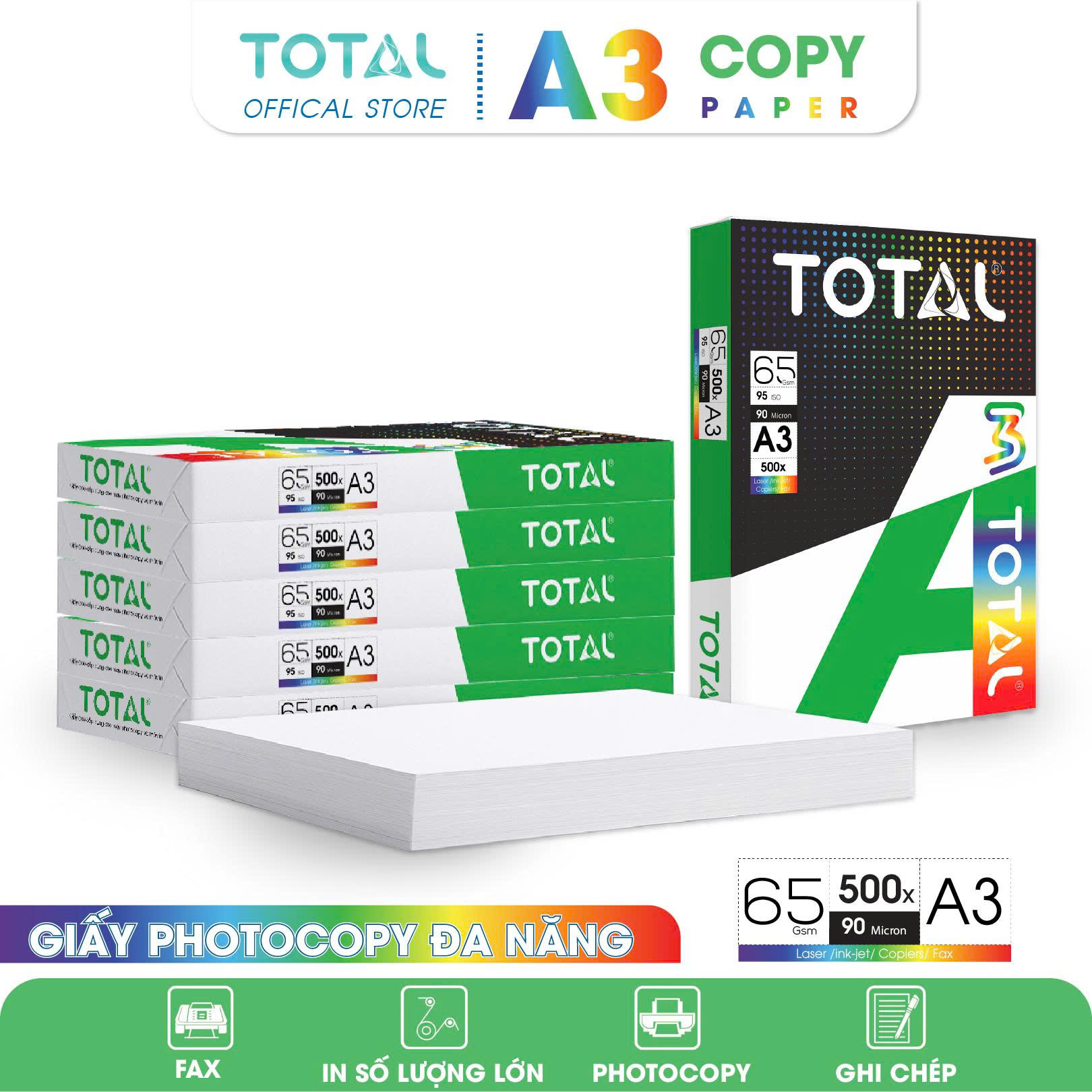 Giấy A3 TOTAL 65 gms màng co
