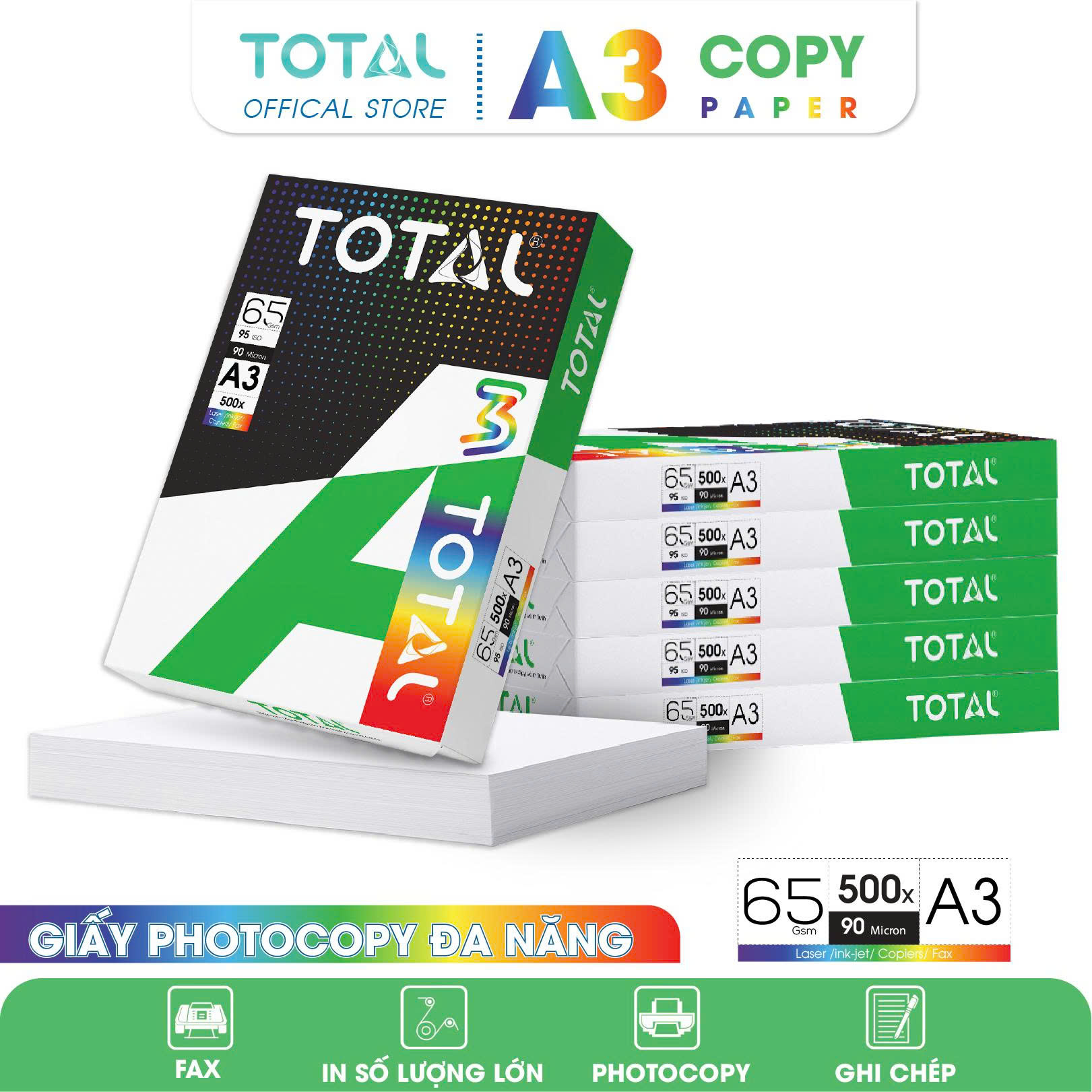 Giấy A3 TOTAL 65 gms màng co