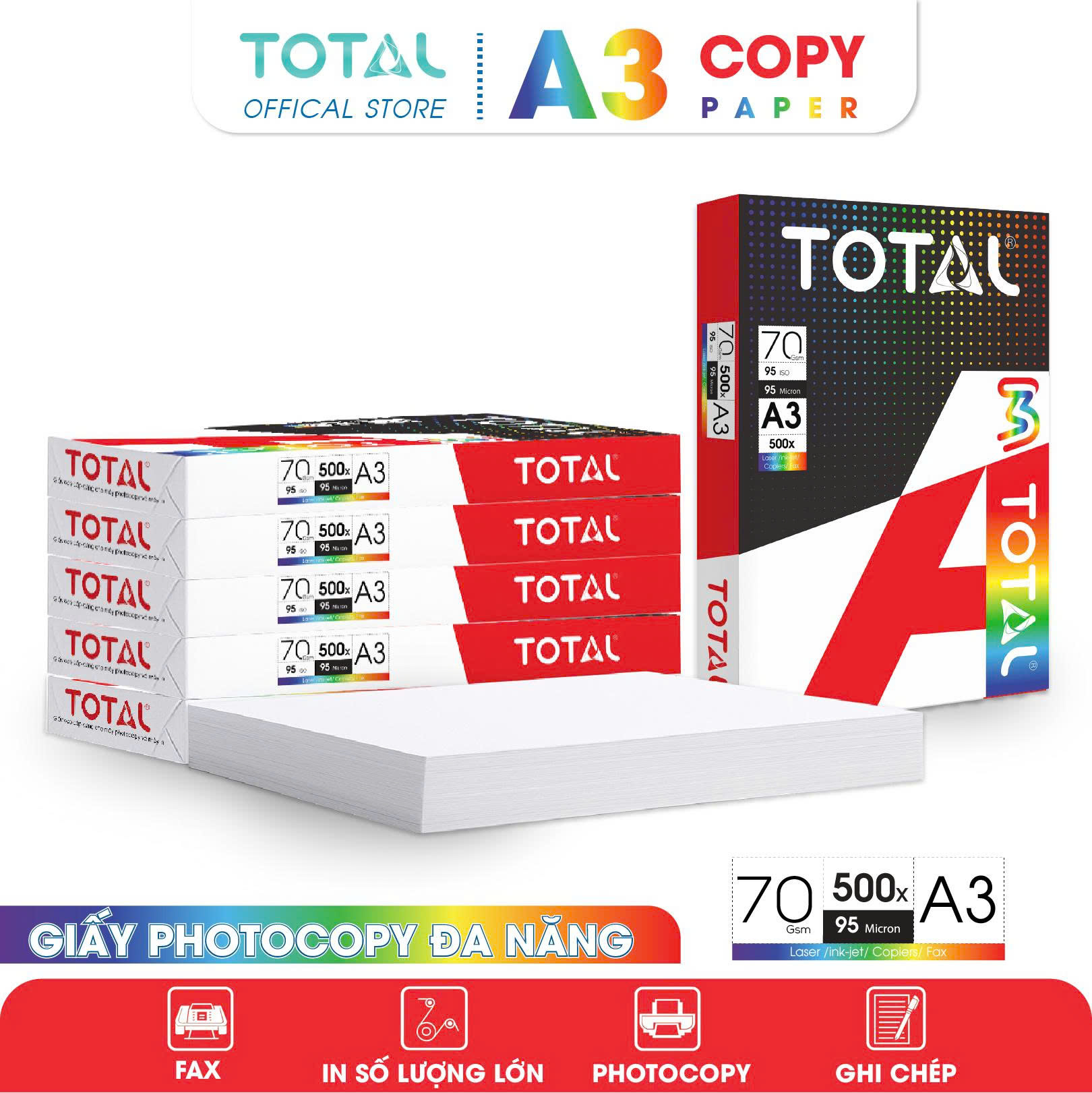 Giấy A3 TOTAL 70 gms màng co