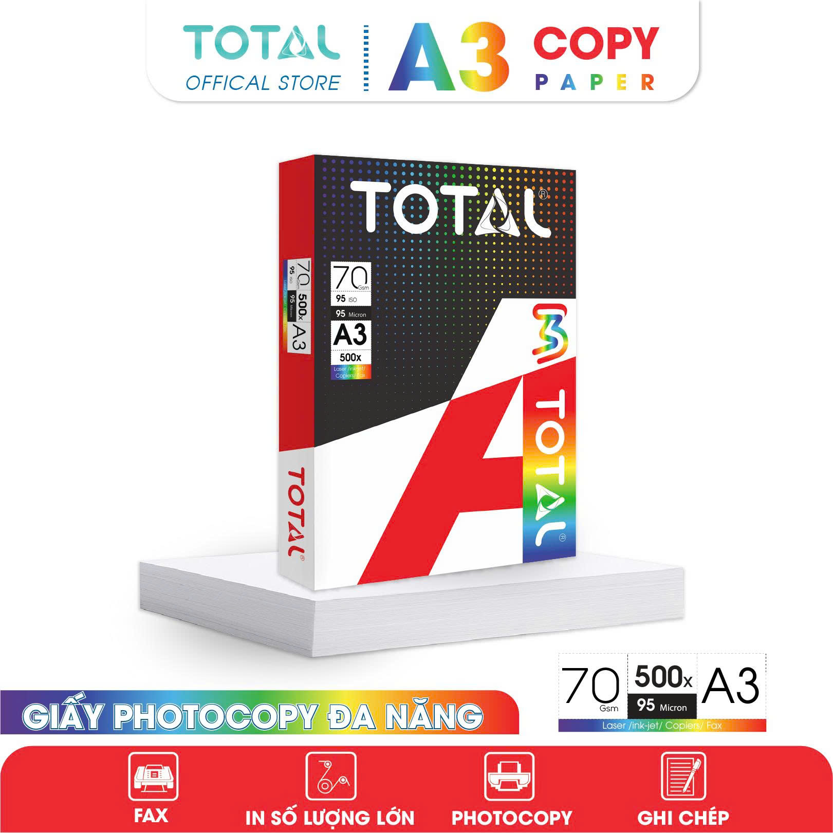 Giấy A3 TOTAL 70 gms màng co