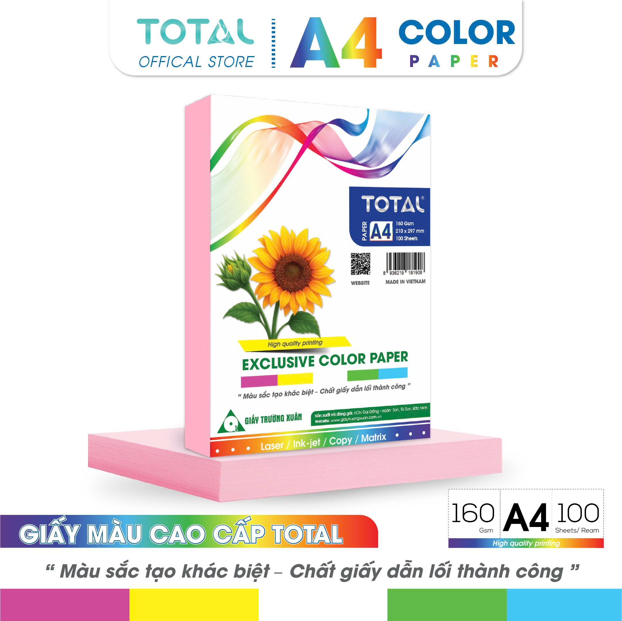 Giấy màu A4 Total định lượng 160gsm
