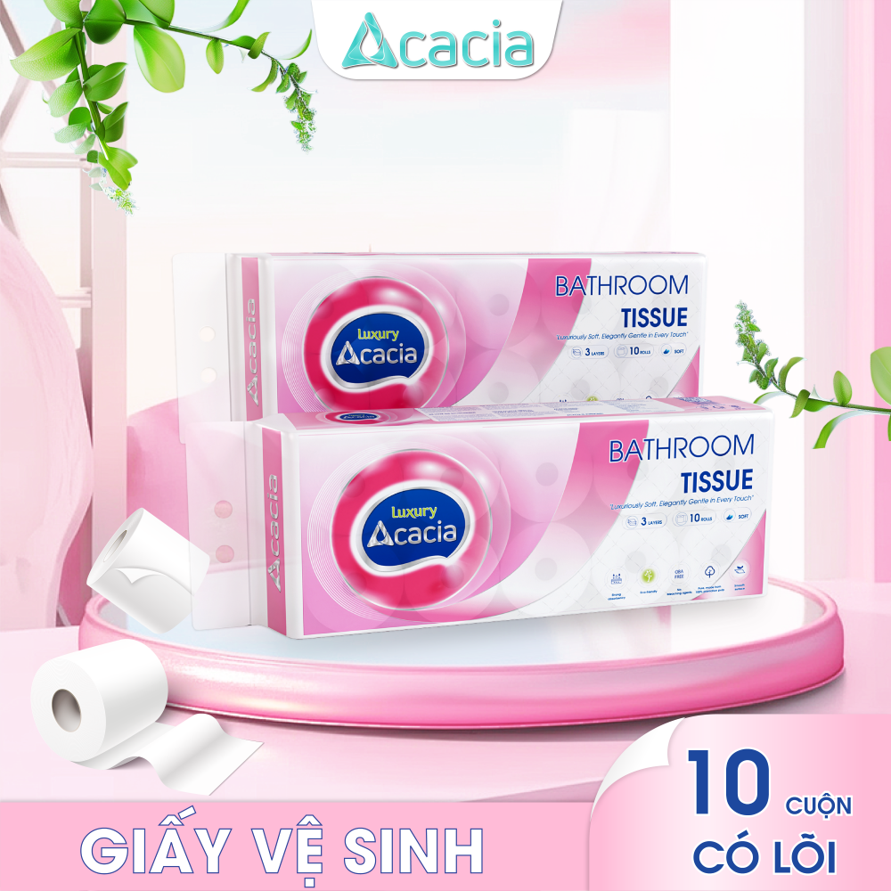 Giấy Toilet ACACIA T15 Luxury 10 cuộn có lõi (Hồng)