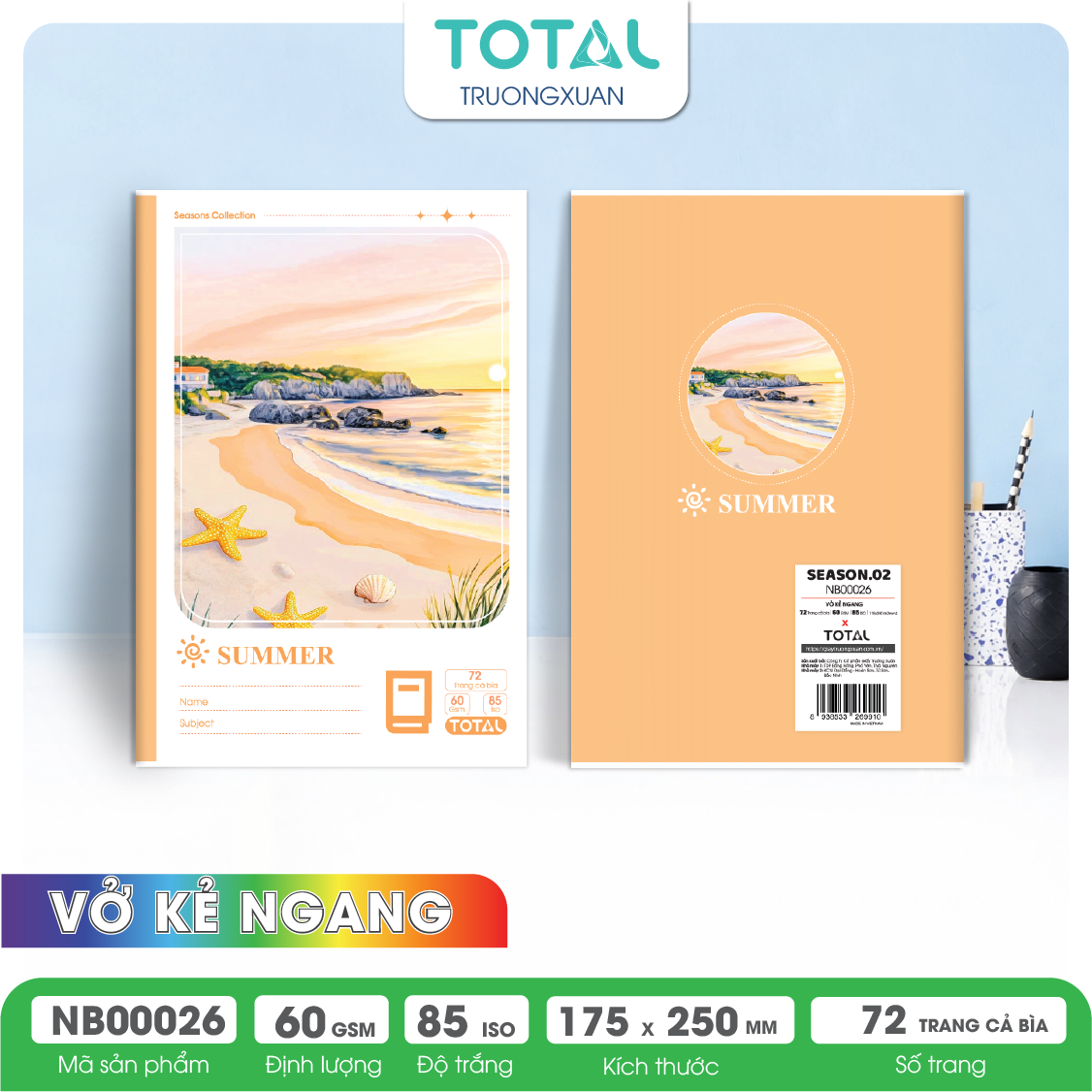 Vở kẻ ngang Total Season.02 72 trang