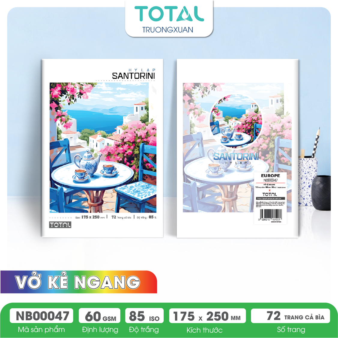 Vở kẻ ngang Total Europe 72 trang
