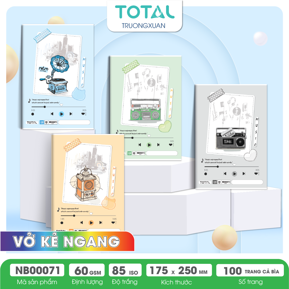 Vở kẻ ngang Total Music 100 trang