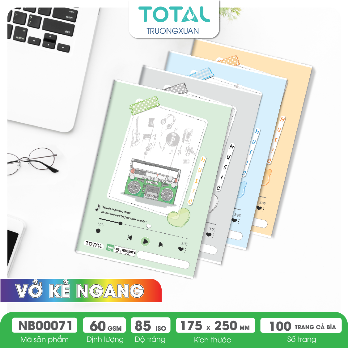 Vở kẻ ngang Total Music 100 trang
