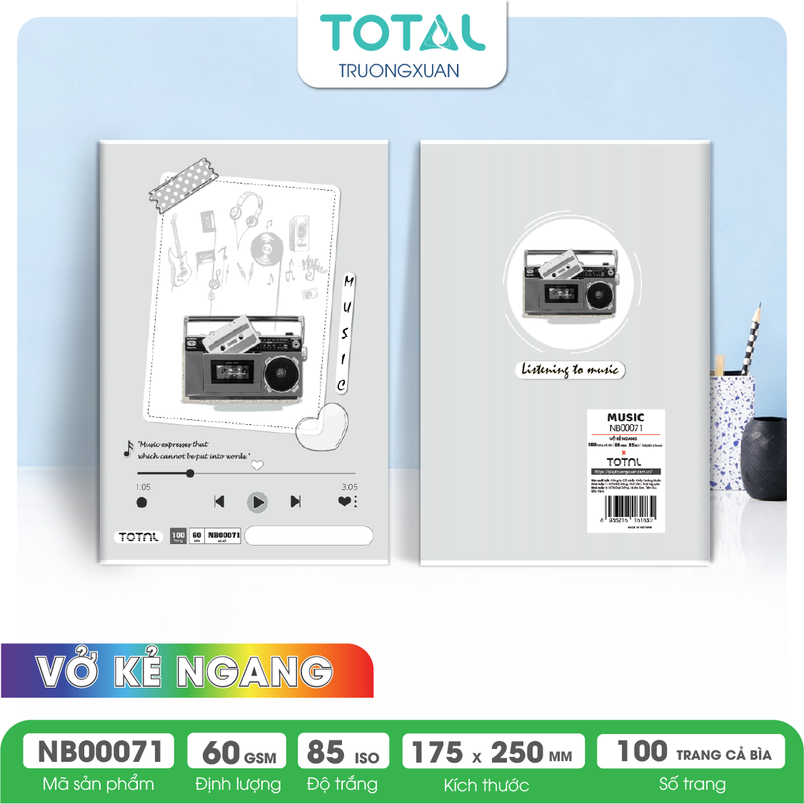 Vở kẻ ngang Total Music 100 trang