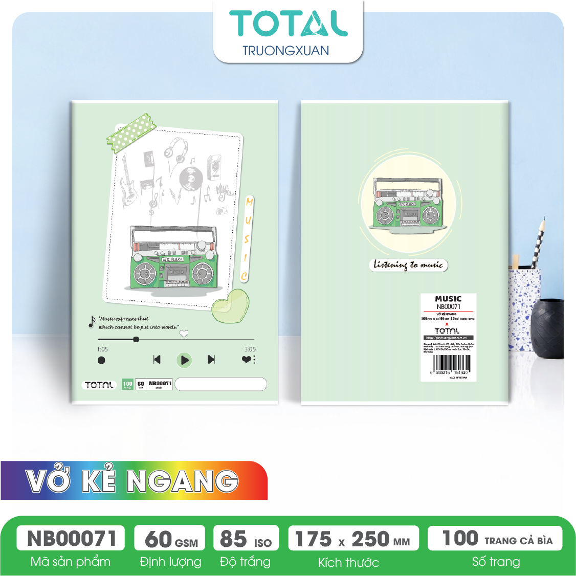 Vở kẻ ngang Total Music 100 trang