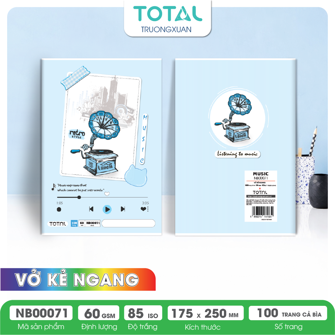Vở kẻ ngang Total Music 100 trang