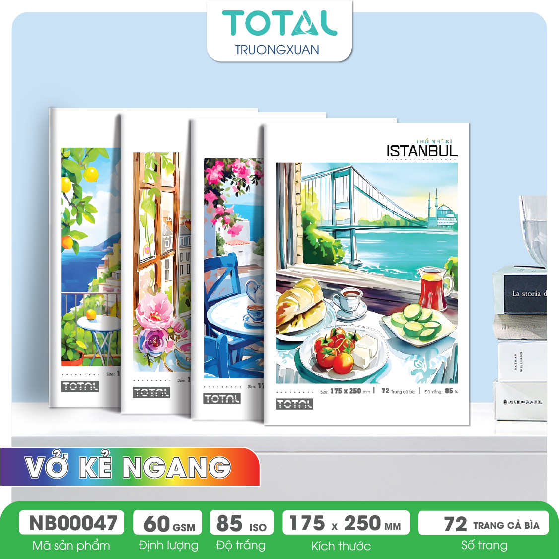 Vở kẻ ngang Total Europe 72 trang