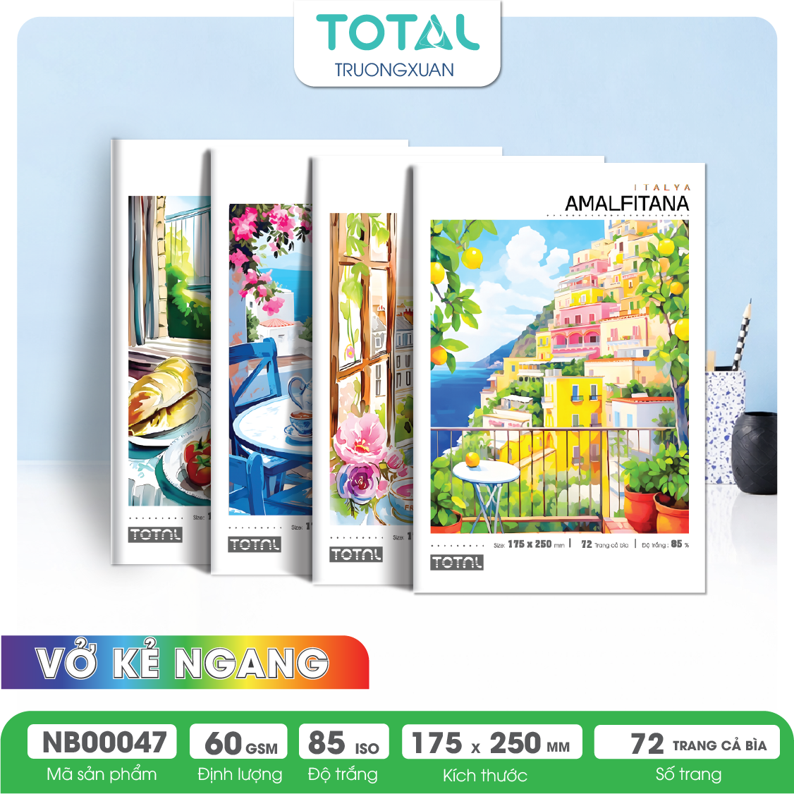Vở kẻ ngang Total Europe 72 trang