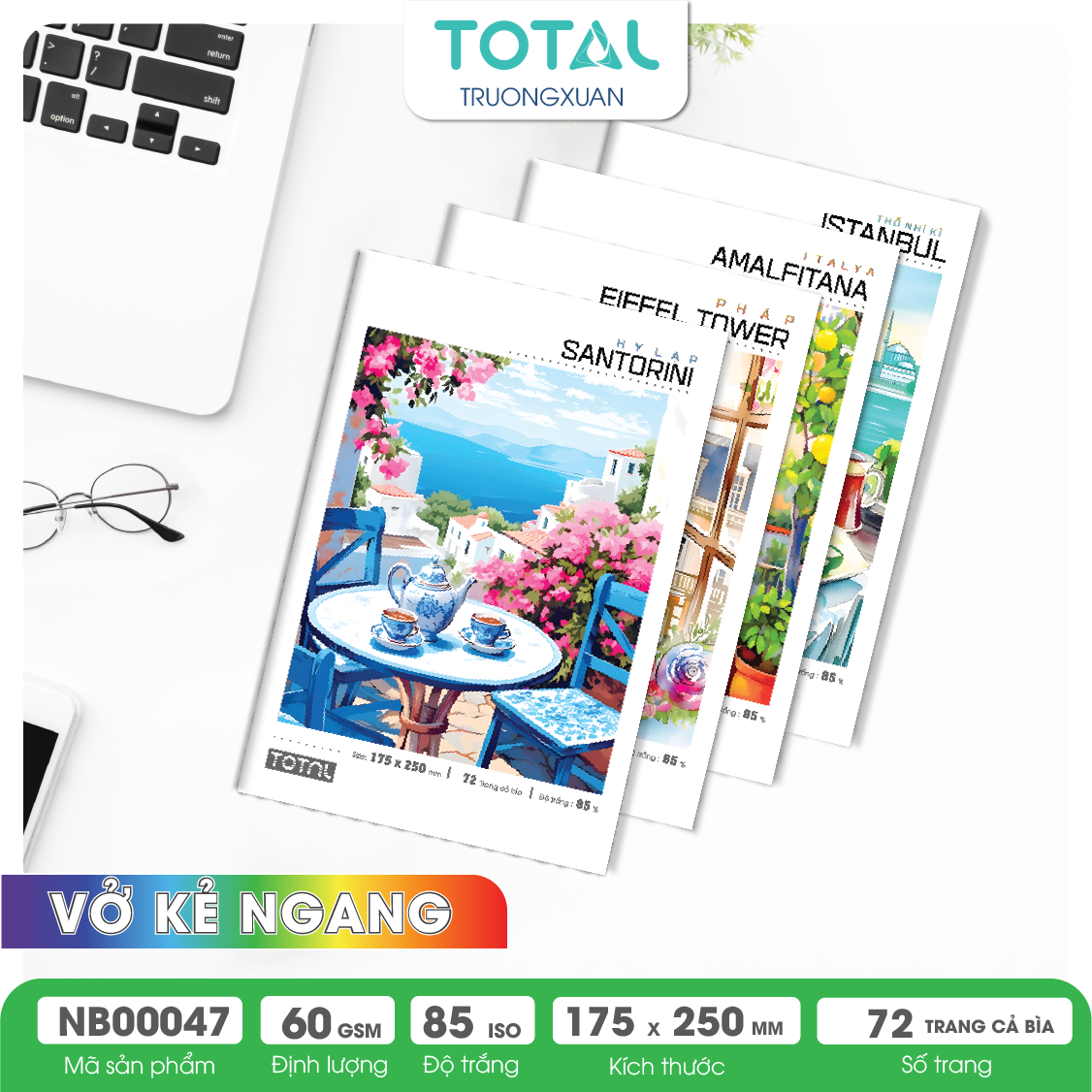 Vở kẻ ngang Total Europe 72 trang