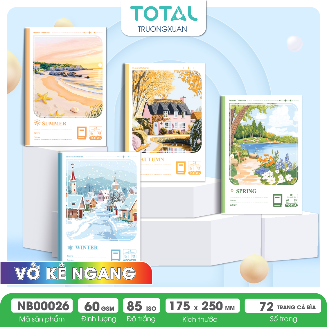 Vở kẻ ngang Total Season.02 72 trang