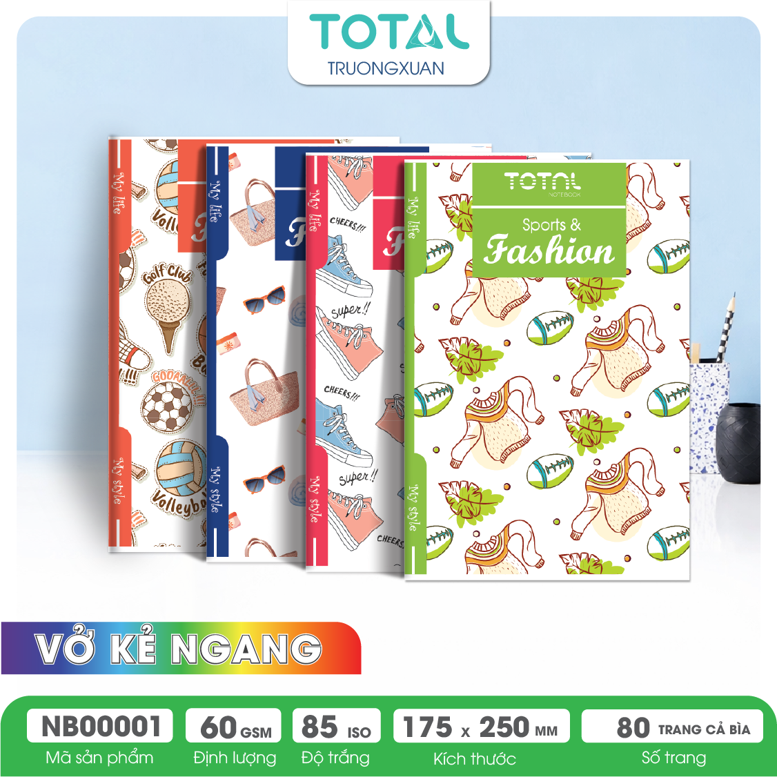 Vở kẻ ngang Total Fashion 80 trang