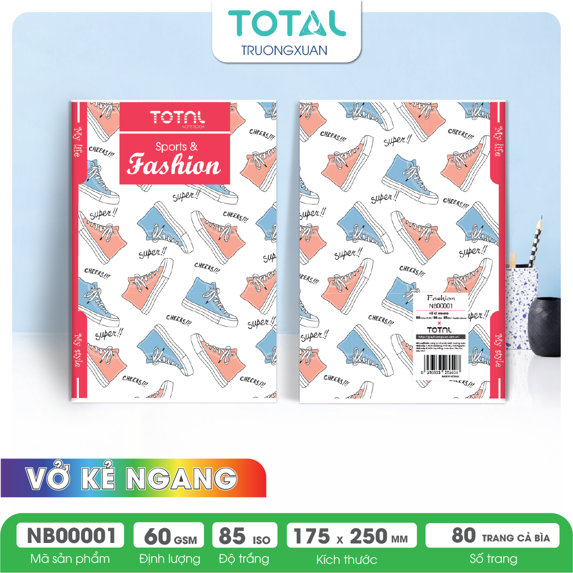Vở kẻ ngang Total Fashion 80 trang