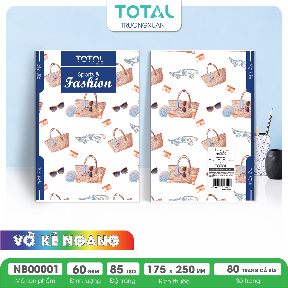 Vở kẻ ngang Total Fashion 80 trang