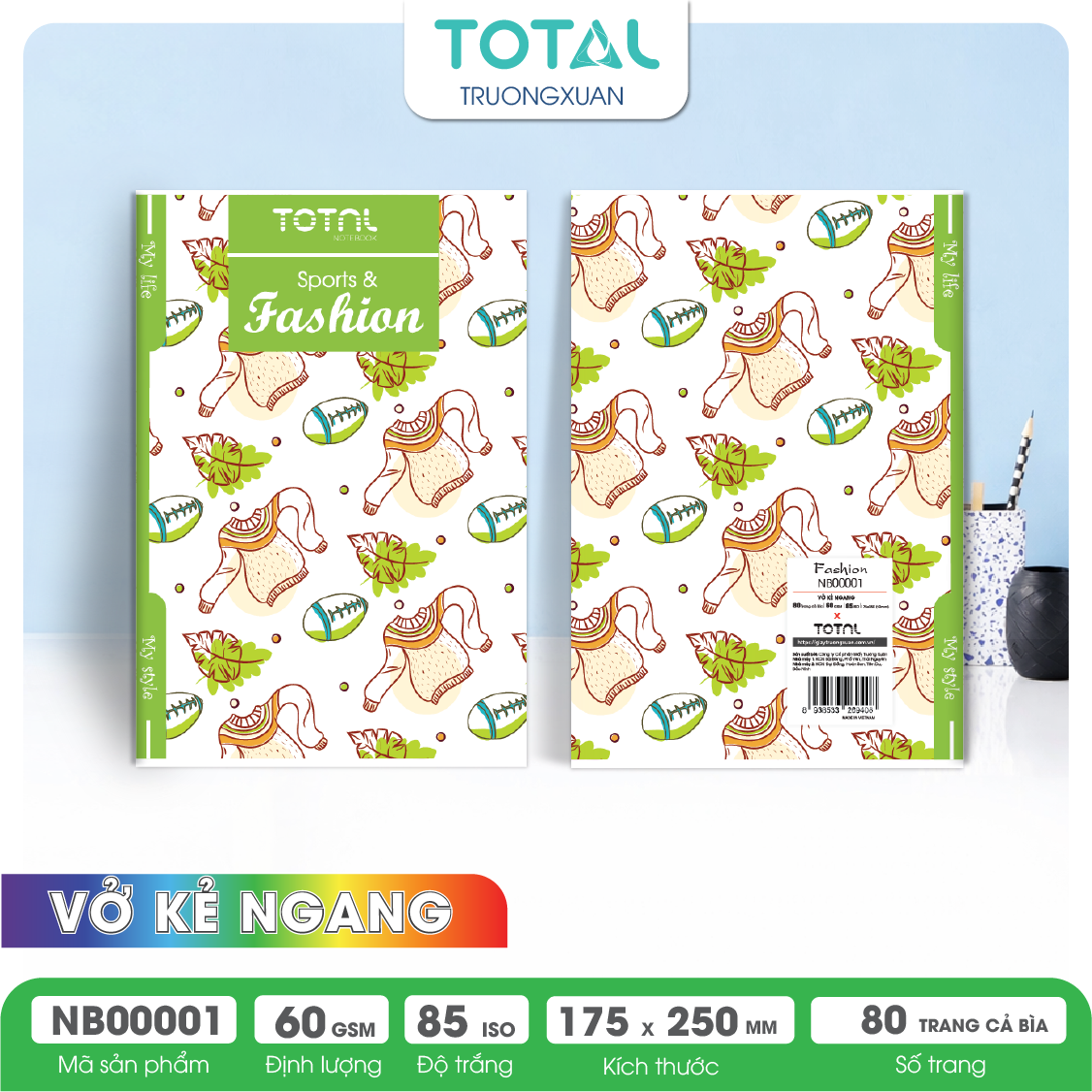 Vở kẻ ngang Total Fashion 80 trang
