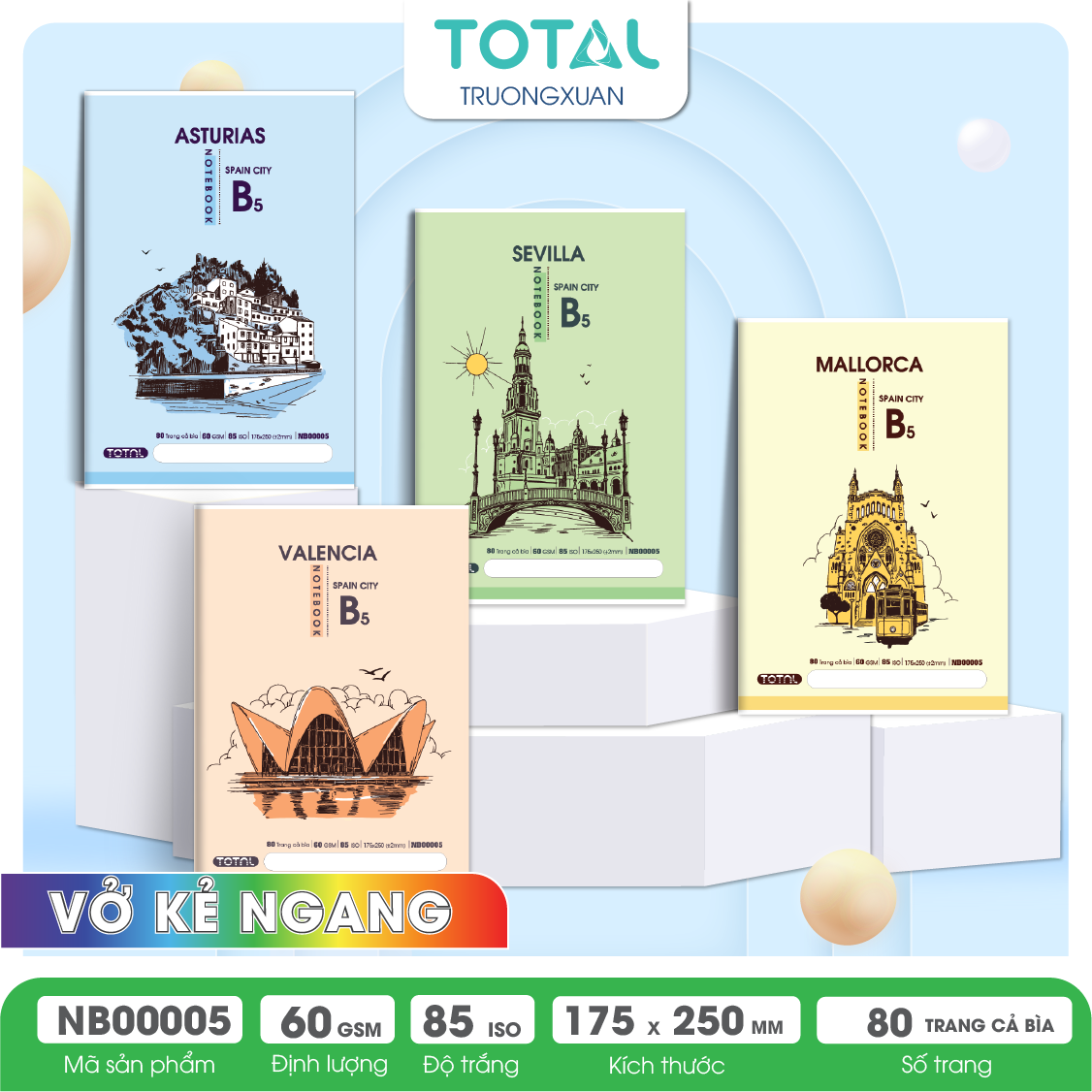 Vở kẻ ngang Total The City Series 80 trang