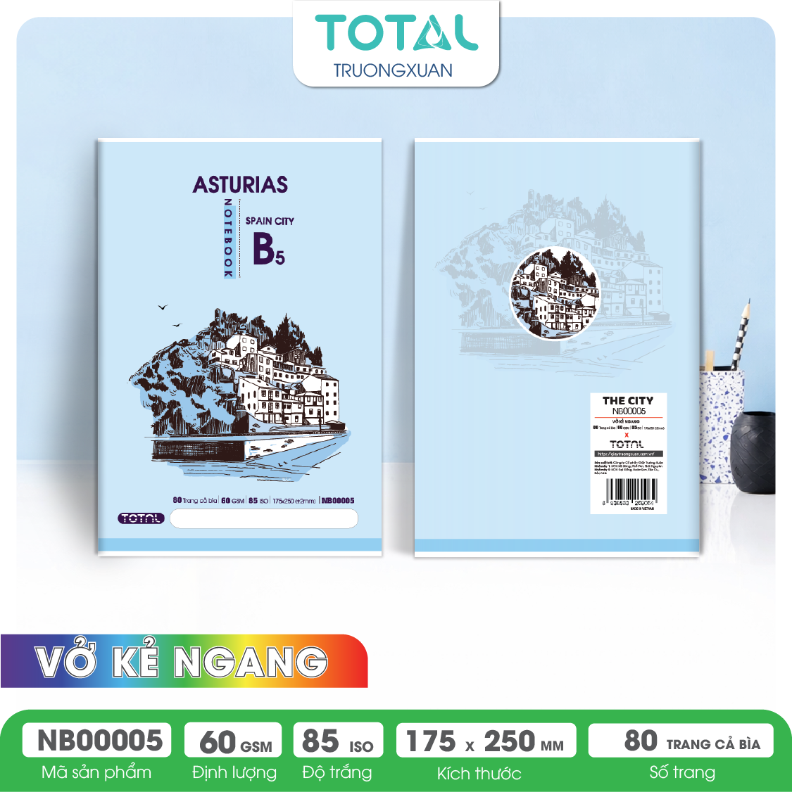 Vở kẻ ngang Total The City Series 80 trang