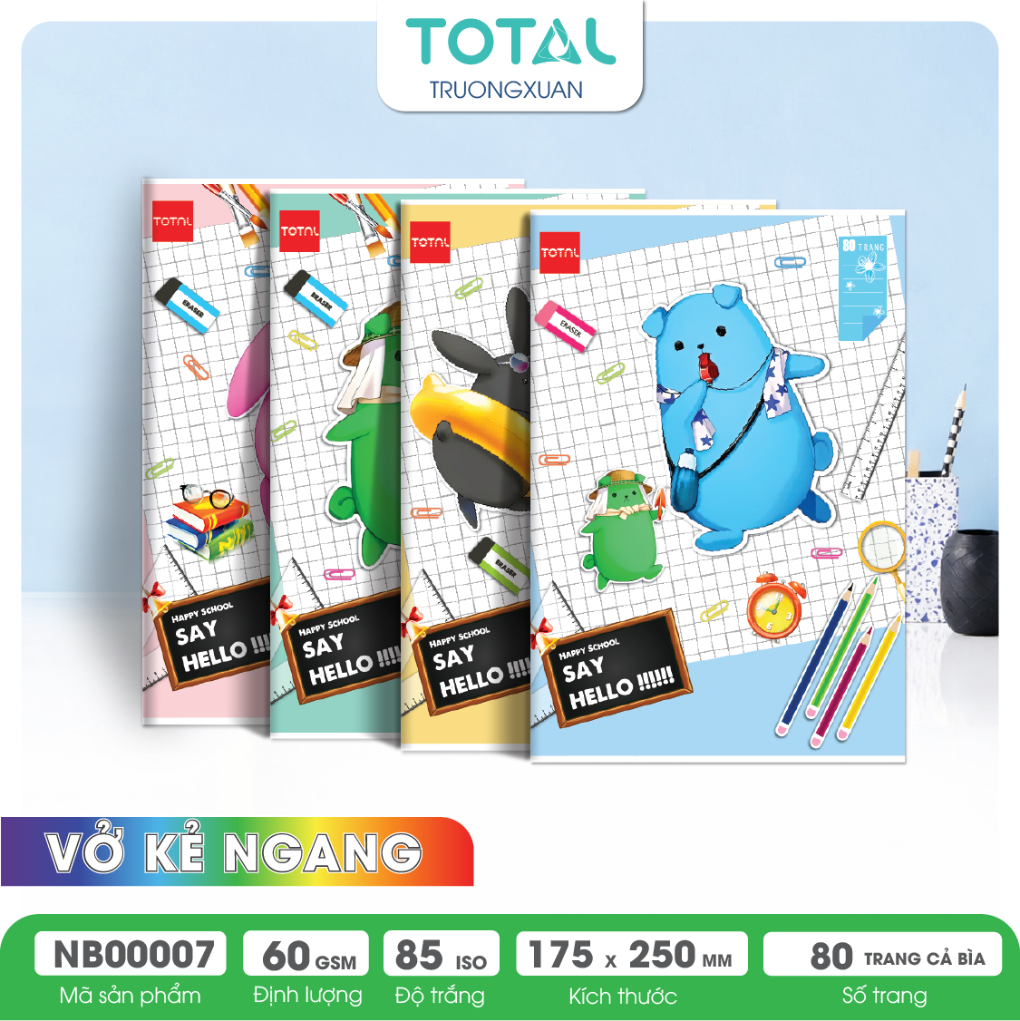 Vở kẻ ngang Total Happy School 80 trang