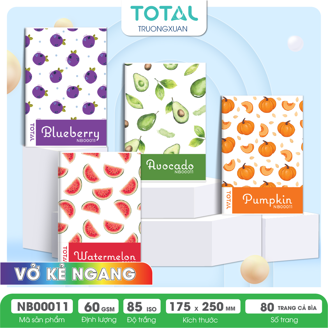 Vở kẻ ngang Total The Fruit Series 80 trang