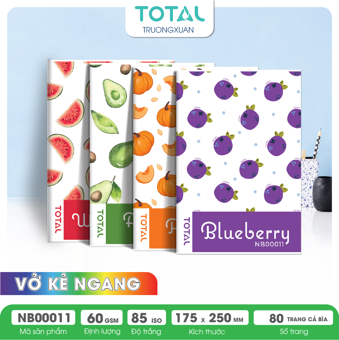 Vở kẻ ngang Total The Fruit Series 80 trang