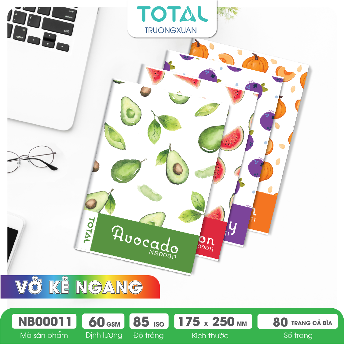 Vở kẻ ngang Total The Fruit Series 80 trang