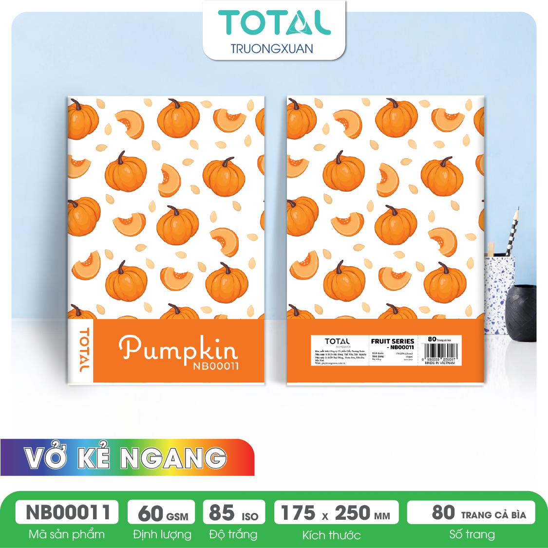 Vở kẻ ngang Total The Fruit Series 80 trang