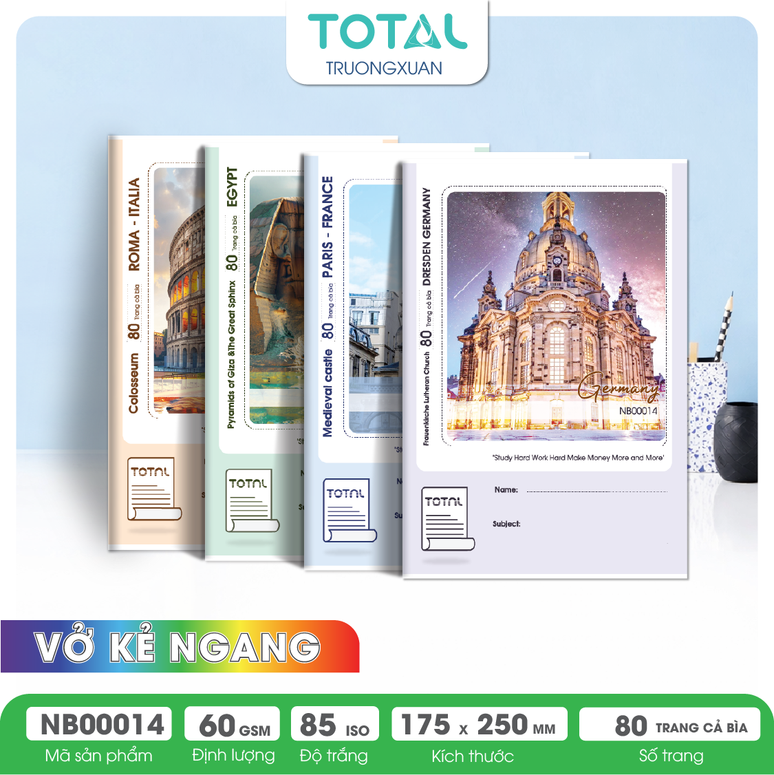 Vở kẻ ngang Total The Country Series 80 trang