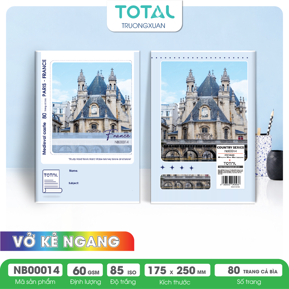 Vở kẻ ngang Total The Country Series 80 trang