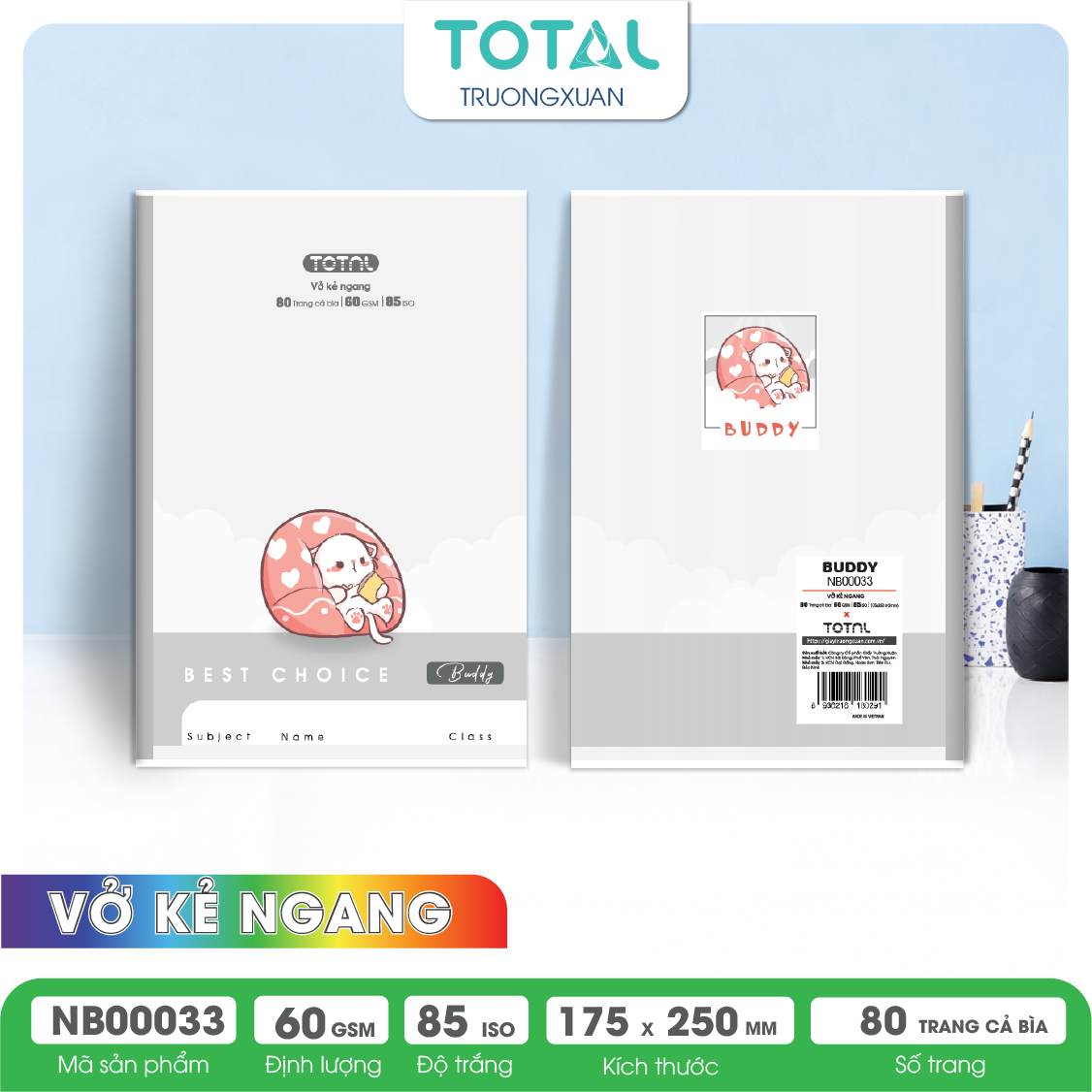 Vở kẻ ngang Total Buddy 80 trang