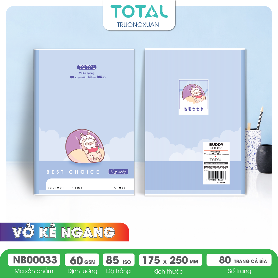 Vở kẻ ngang Total Buddy 80 trang