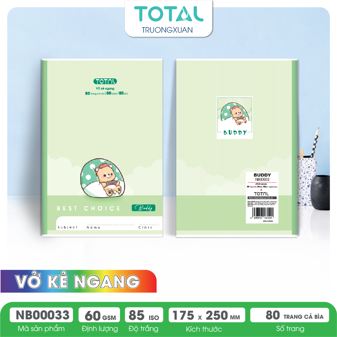 Vở kẻ ngang Total Buddy 80 trang