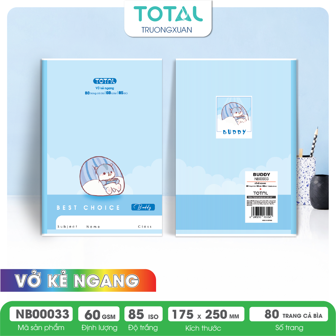 Vở kẻ ngang Total Buddy 80 trang