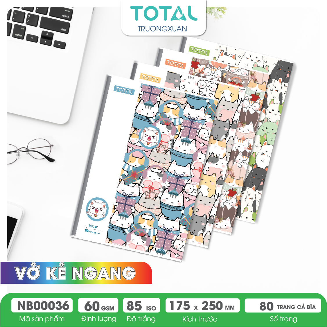 Vở kẻ ngang Total Meow 80 trang