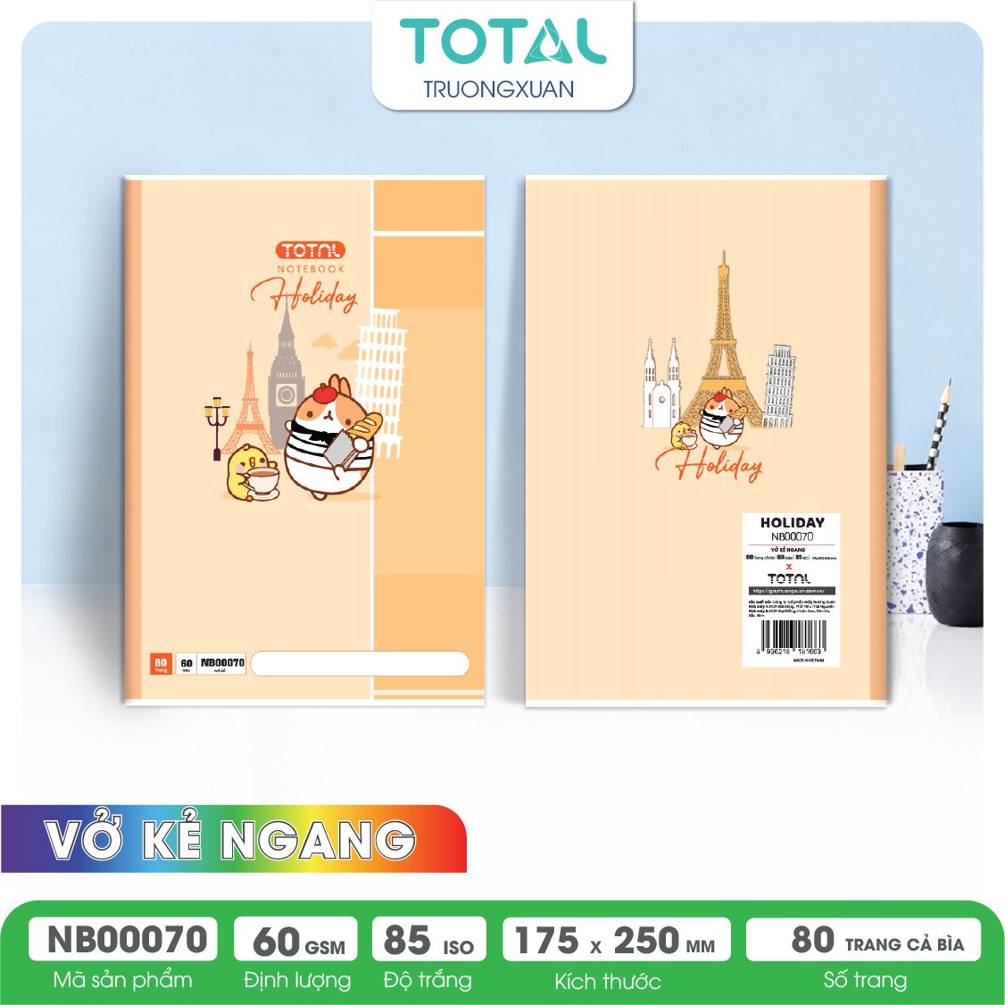 Vở kẻ ngang Total Holiday 80 trang