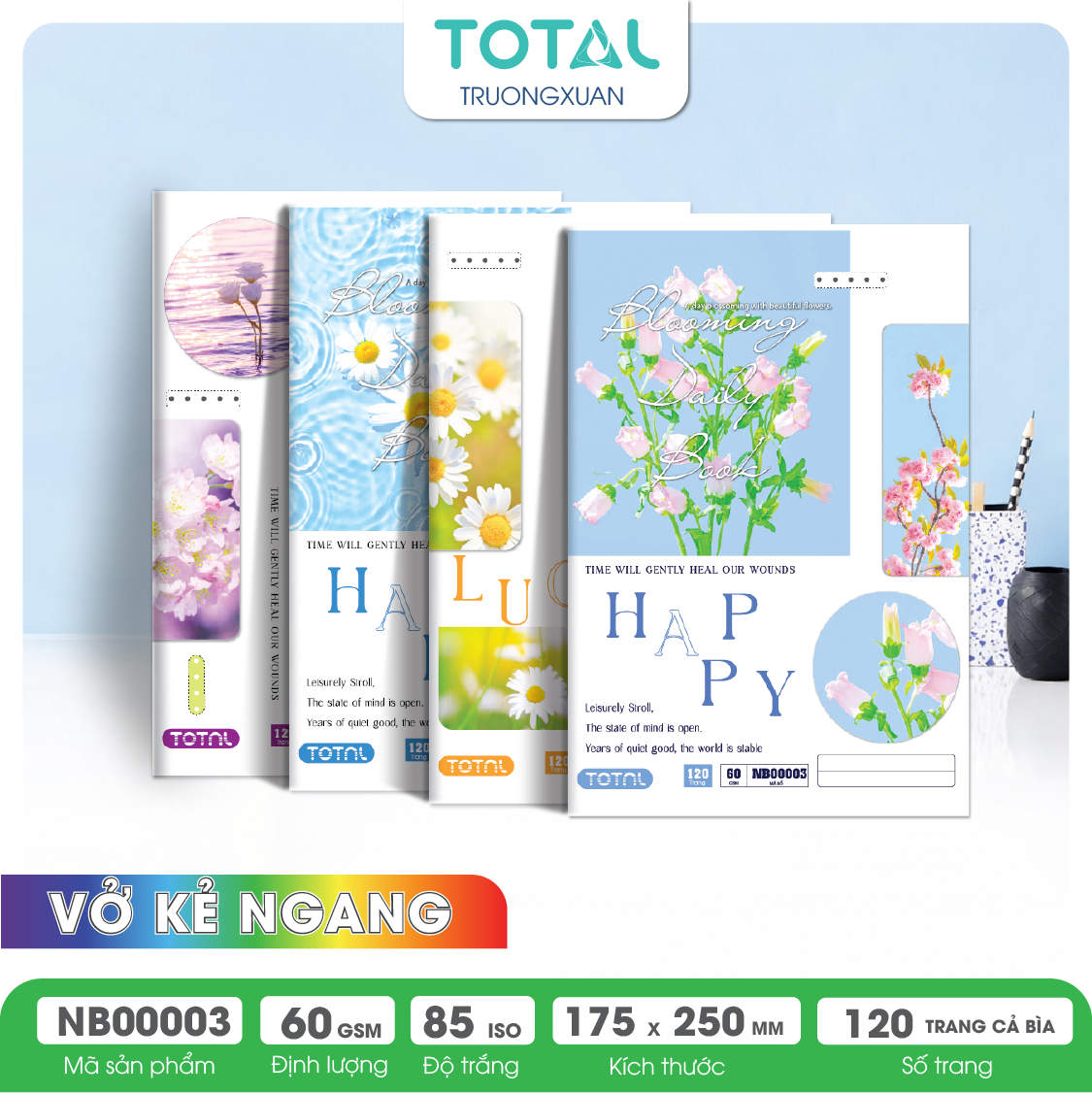 Vở kẻ ngang Total The Floral Series 120 trang