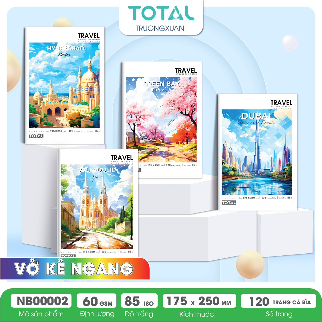 Vở kẻ ngang Total Europe.02 120 trang