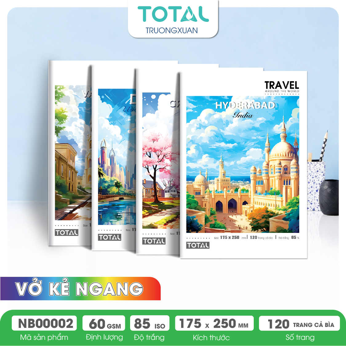 Vở kẻ ngang Total Europe.02 120 trang