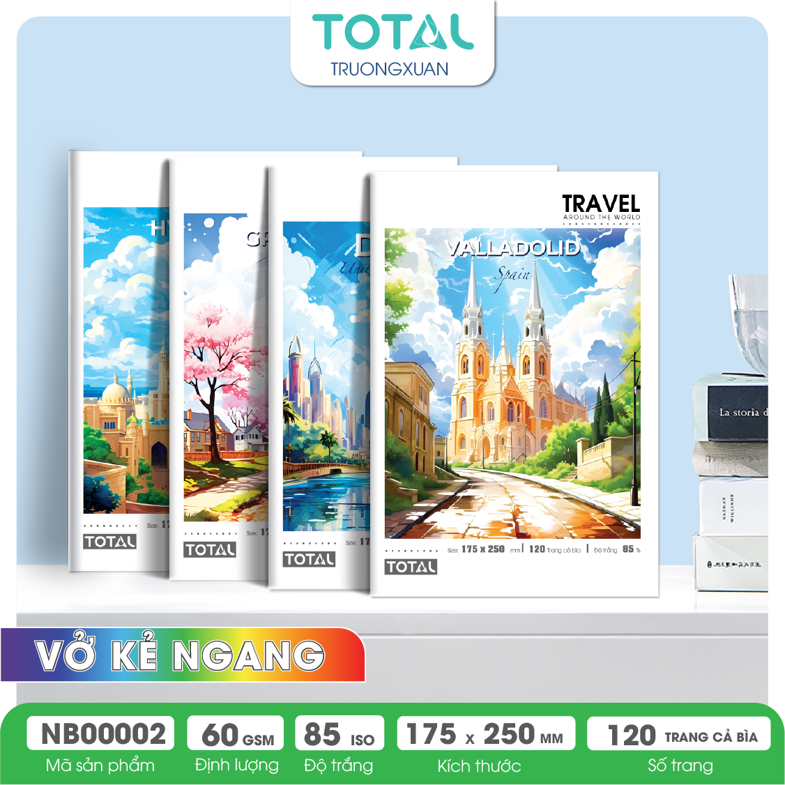 Vở kẻ ngang Total Europe.02 120 trang