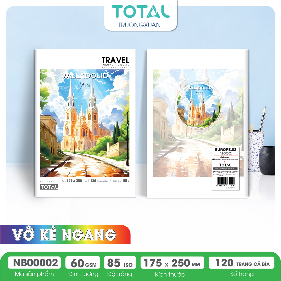 Vở kẻ ngang Total Europe.02 120 trang