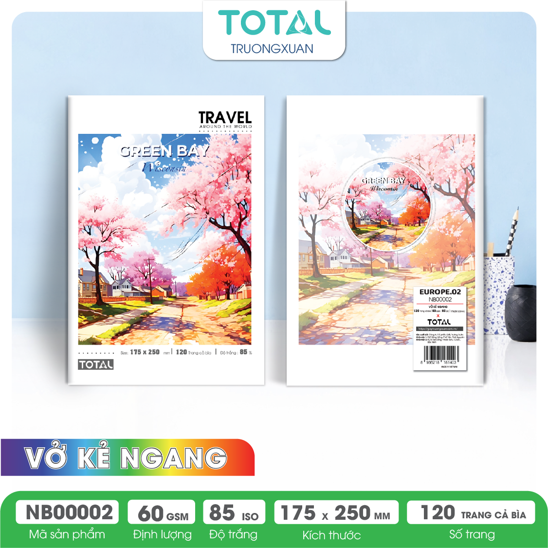 Vở kẻ ngang Total Europe.02 120 trang