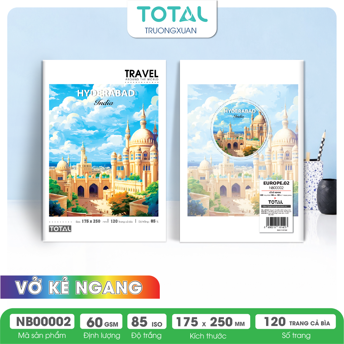 Vở kẻ ngang Total Europe.02 120 trang