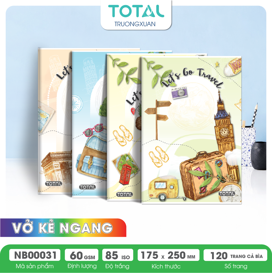 Vở kẻ ngang Total Travel 120 trang