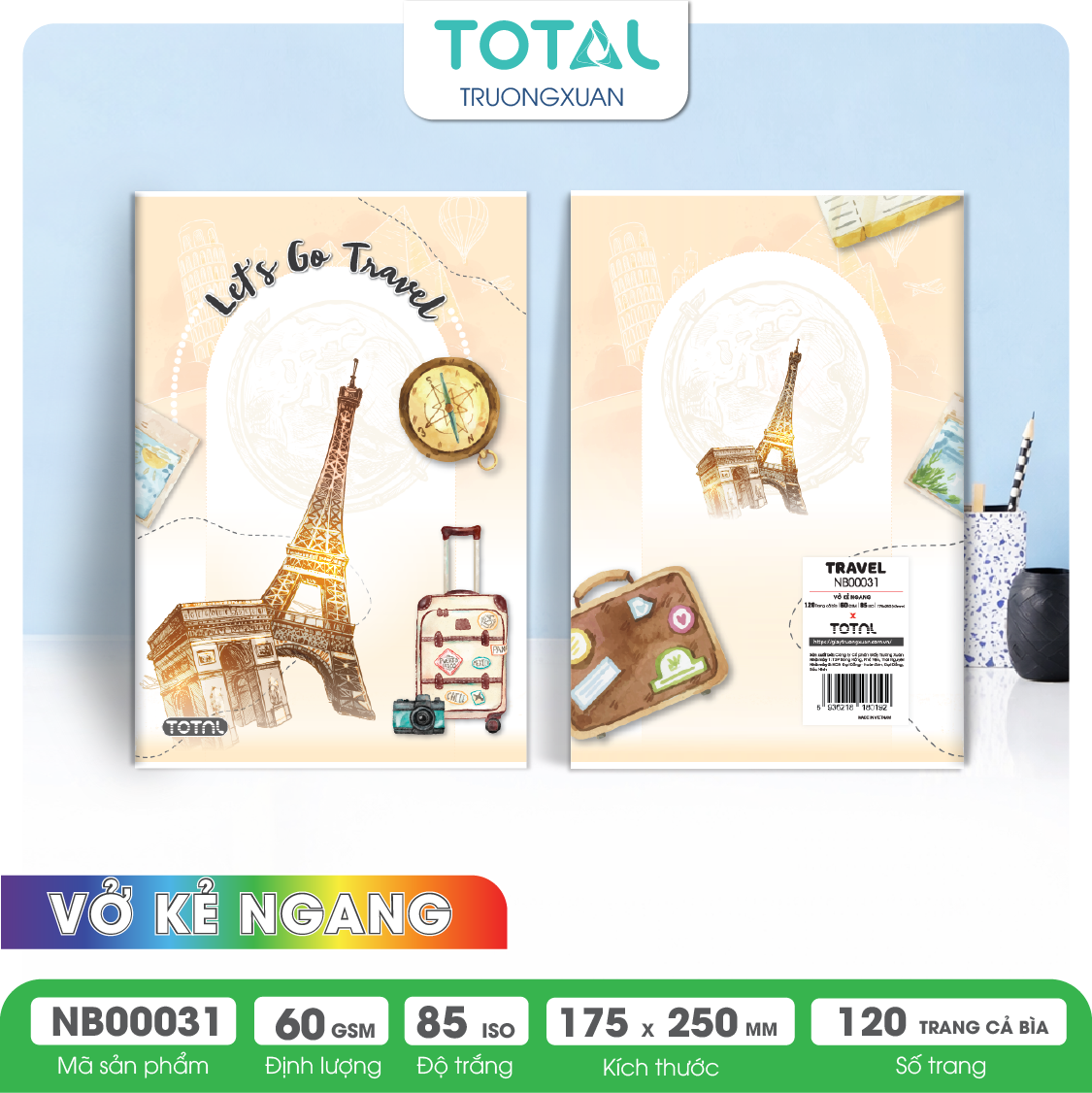 Vở kẻ ngang Total Travel 120 trang