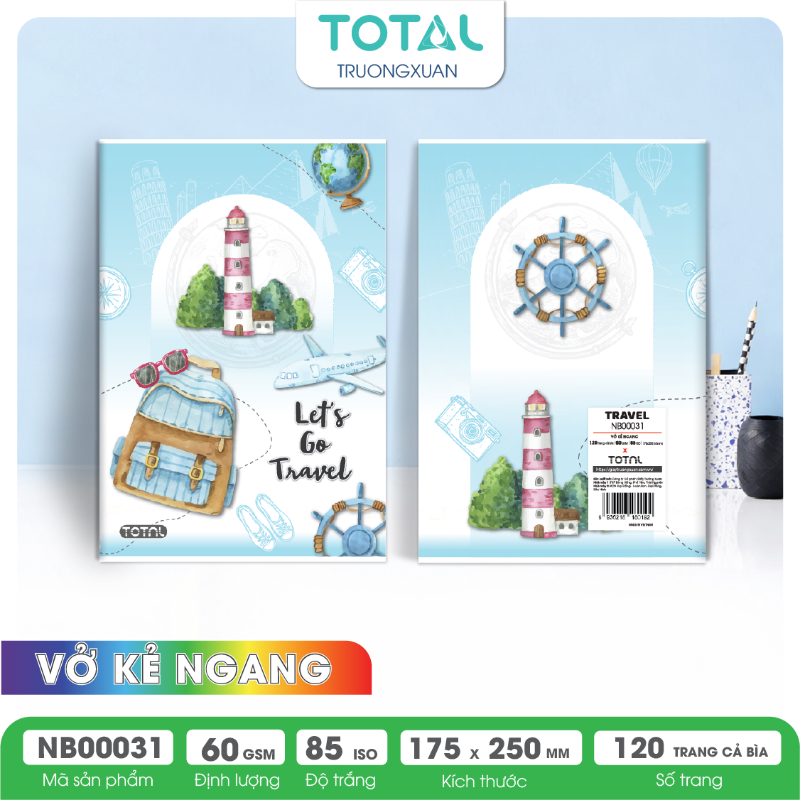 Vở kẻ ngang Total Travel 120 trang