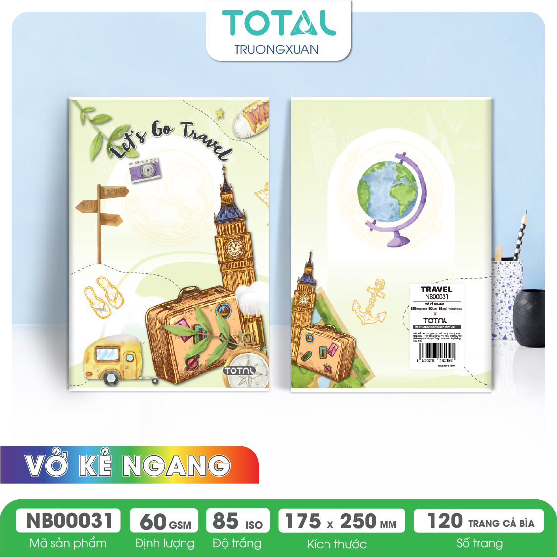 Vở kẻ ngang Total Travel 120 trang