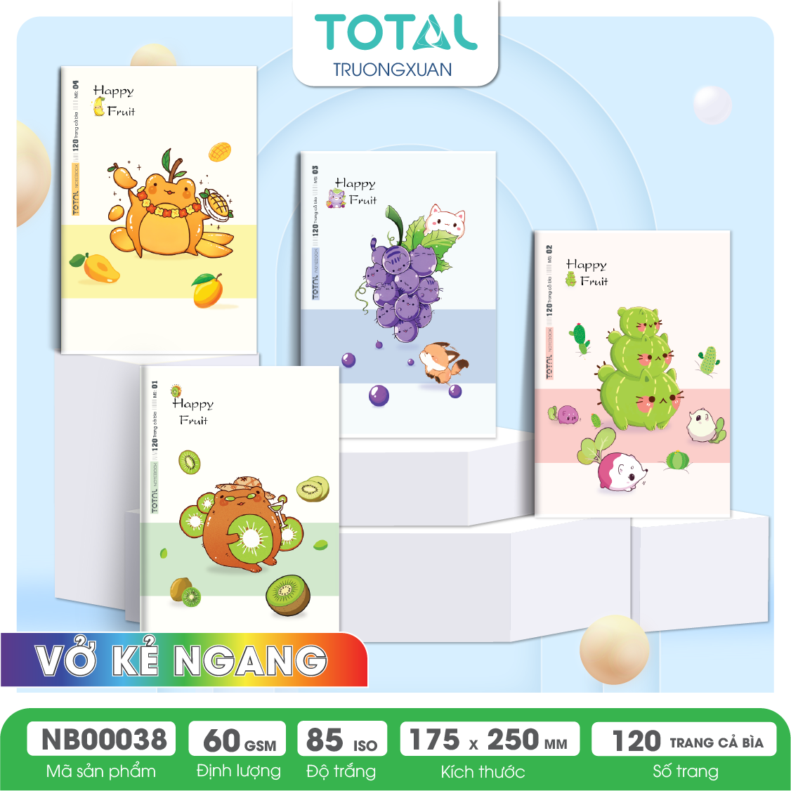 Vở kẻ ngang Total Happy Fruit 120 trang